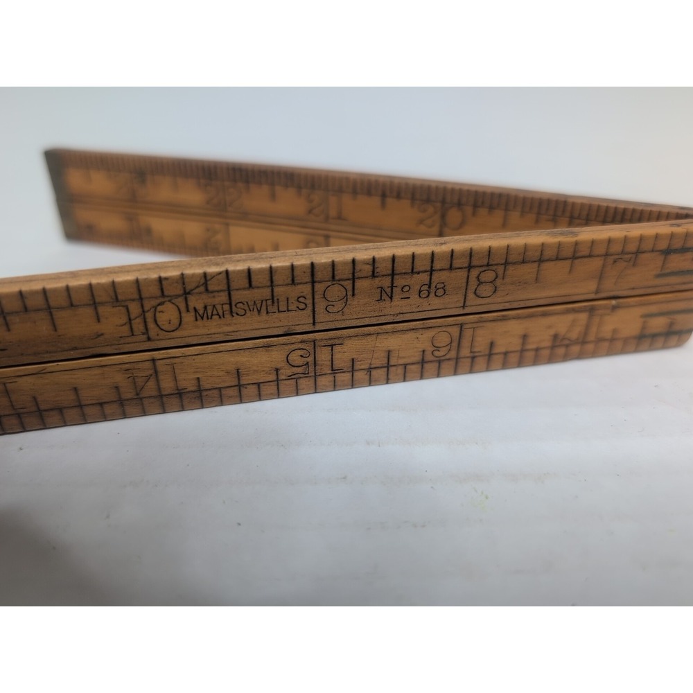 Vintage MARSWELLS No. 68 Boxwood & Brass Folding Rule - 24" size - Picture 2 of 5